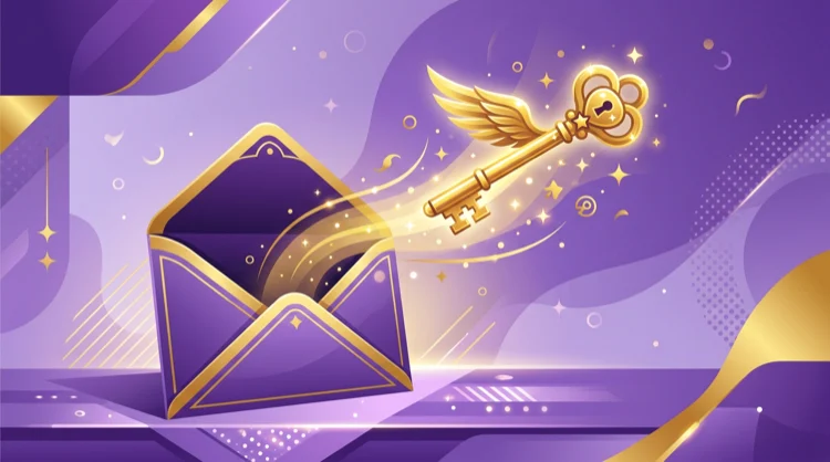 Illustratie: envelop met sleutel voor wachtwoord reset per e-mail