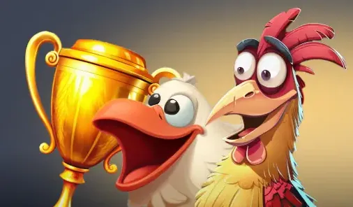 Kokobet kippen met gouden trofee